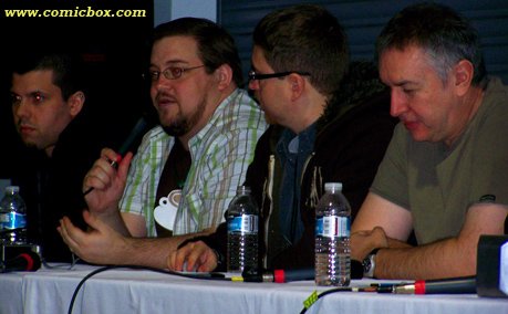 Le Panel Marvel, de gauche à droite: David Lafuente, C.B. Cebulski, Andy Diggle et Barry Kitson