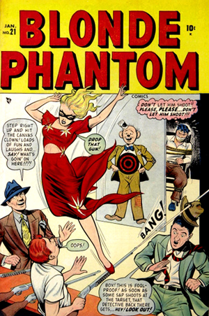 Aucun signe de la présence de Sub-Mariner dans ce numéro de Blonde Phantom. A l'époque, il est en perte de vitesse...